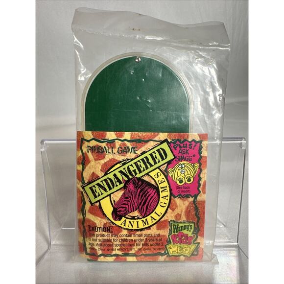 Wendy's Kids Meal, PINBALL Endangered Animal Games Sealed 1993 - Picture 1 of 3